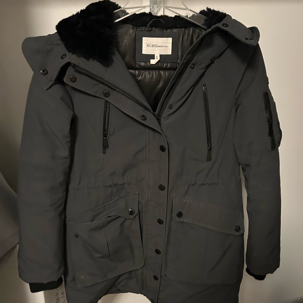 BCBGeneration Women's Gray Parka Coat